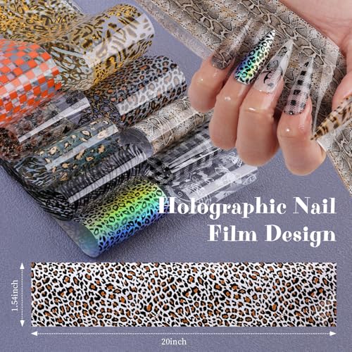 10 Rolls Nail Art Foil Stickers - Butterfly, Leopard & Lace Designs