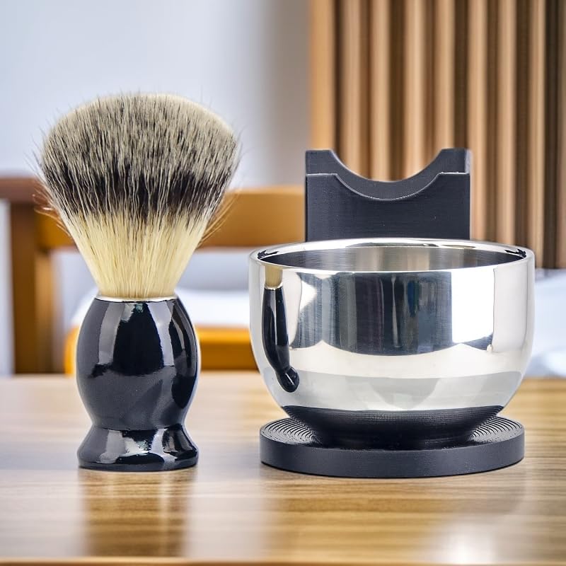 Grandslam 3-in-1 Shaving Brush Kit for Men - Black