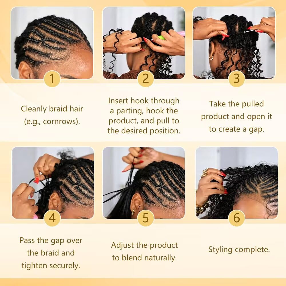 Human Crochet Hair - 16 Inch Deep Ocean Wave Curly Bundles | 300g Pre-Separated Natural Black Extensions