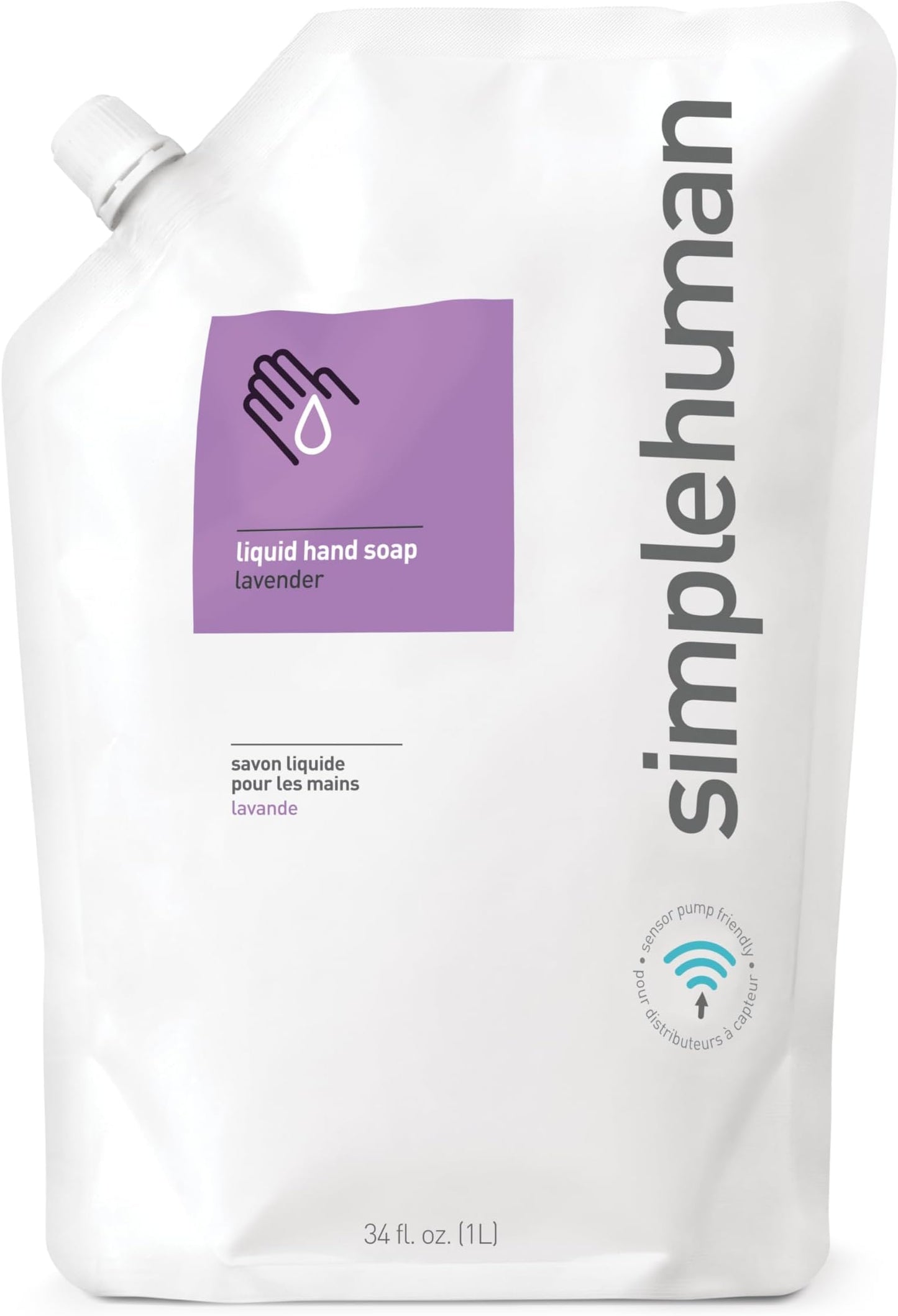 simplehuman Lavender Moisturizing Liquid Hand Soap Refill Pouch, 34 Fl. Oz. (Pack of 6)