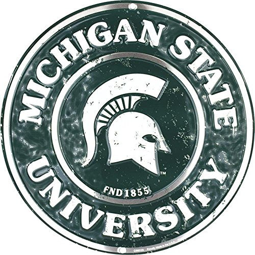 Michigan State Spartans Round Embossed Aluminum Sign - 12"
