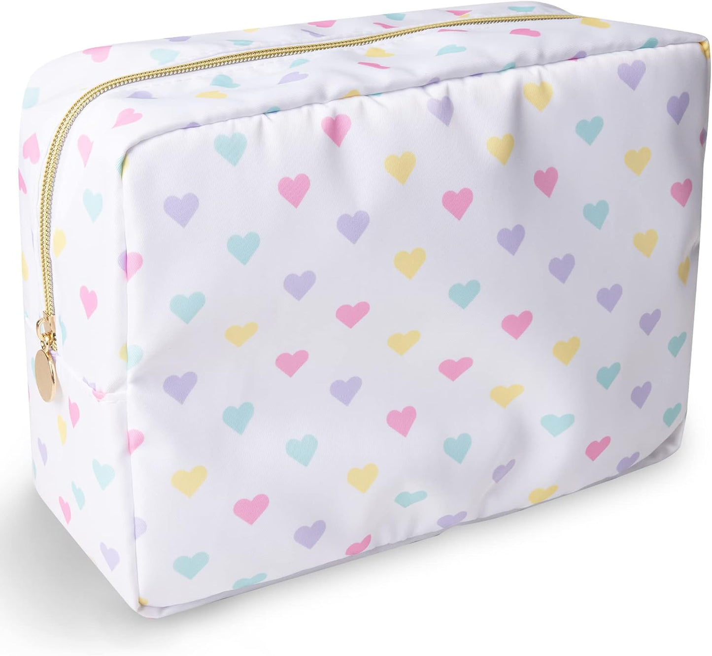 Floral Makeup Bag - Cute Pink Nylon Zipper Pouch for Travel | Waterproof Cosmetic Organizer for Women