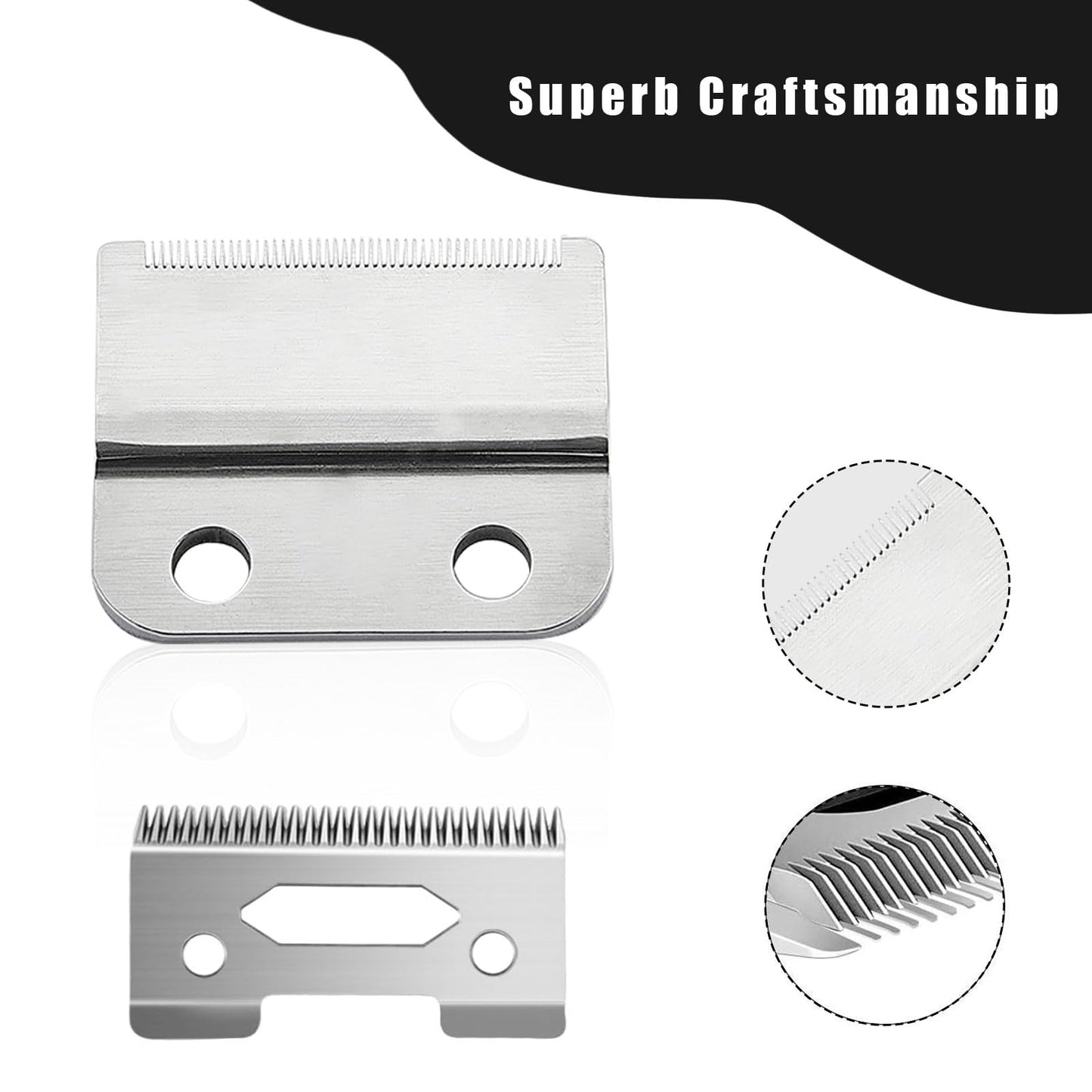 2 Pack Professional Detachable Hair Clipper Replacement Blades Compatible with Wahl 5-Star Balding 6x0 Clipper Blade #2105 - Fits 5-Star Barbers and Stylists (Silvery-2PSZ)