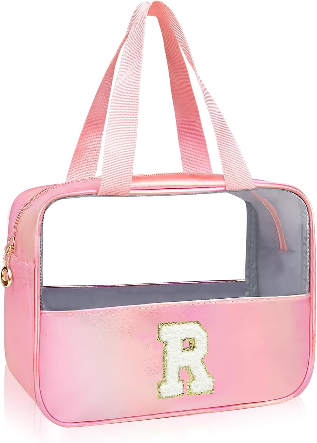 Personalized Pink Clear Makeup Bag - Large Cosmetic Organizer for Travel | Ideal Gift for Women & Girls