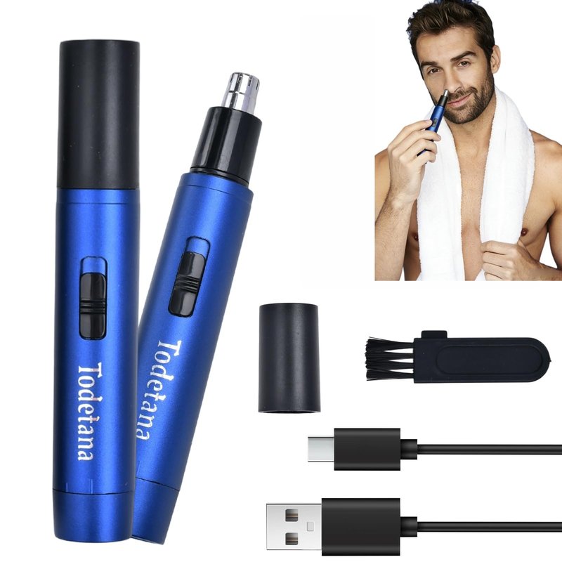 Todetana Nose Hair Trimmer for Men & Women, Painless Electric Nose & Ear Hair Trimmer, 360° Precision Trimming, USB Rechargeable, Easy Clean, Portable Grooming Tool, 2 Pack