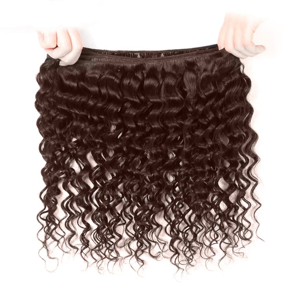 Dark Brown Bundles Human Hair Color #4 Water Wave Bundle 24 26 28 Inch Peruvian Virgin Remy Hair Mixed Length 3 Bundles Double Weft Hair Weave