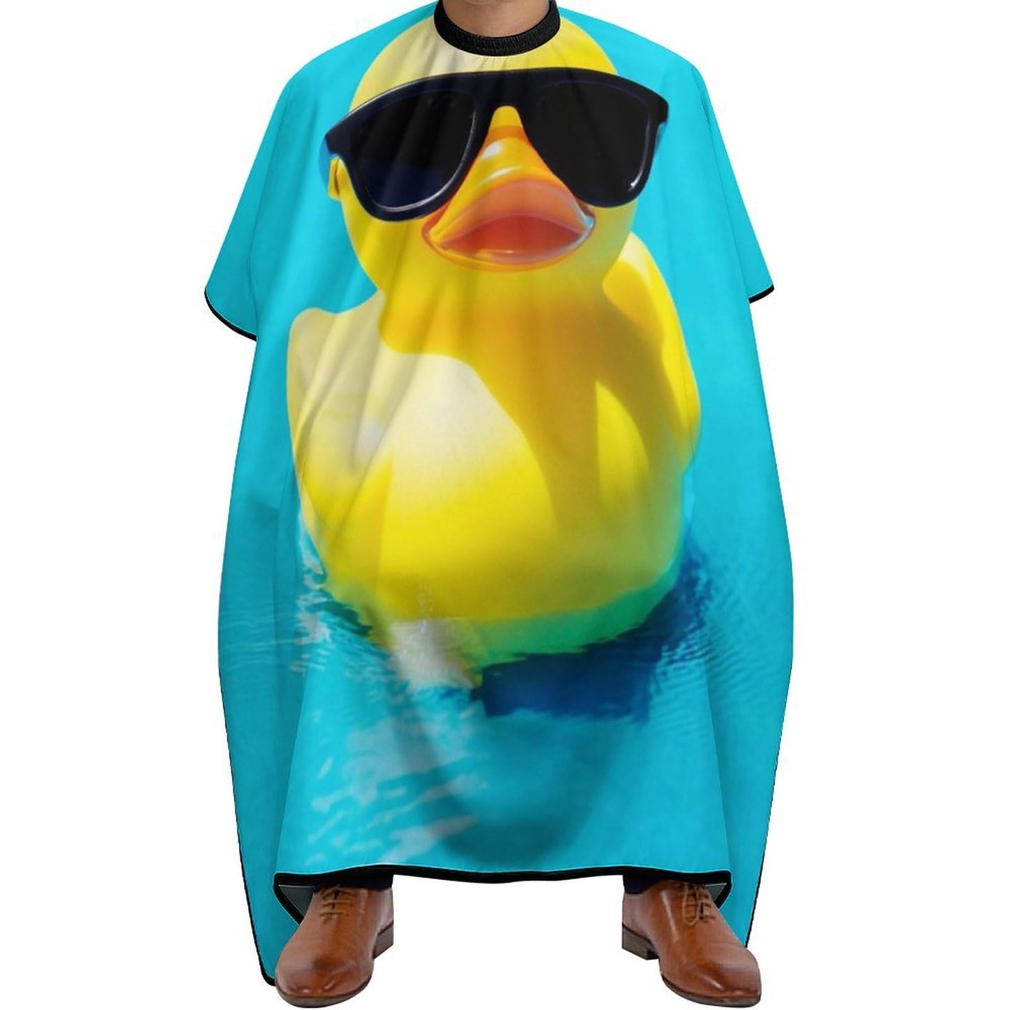 Fashion Barber Cape Unisex Hair Cutting Cape with Adjustable Closure Cute Rubber Ducky with Sunglasses Yellow Blue