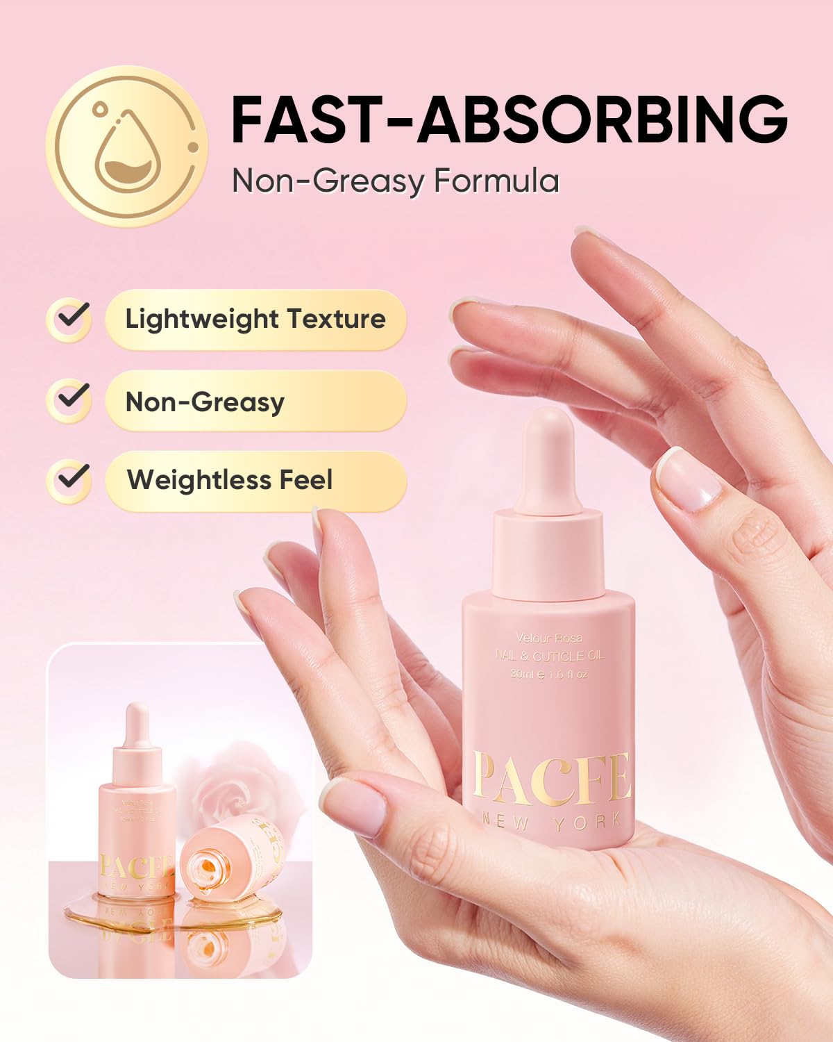 Velour Rosa Nail & Cuticle Oil | Natural Plant-Based Treatment with Jojoba Oil & Vitamin E - Deep Hydration for Dry Nails & Cuticles - 1.0 fl oz