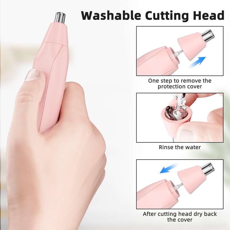 Setonia Nose Hair Trimmers for Men,Rechargeable Eyebrow Trimmer 2 in 1 Painless Multifunctional Ear and Nose Hair Trimmer with Dual Edge Blades Portable Design TE05