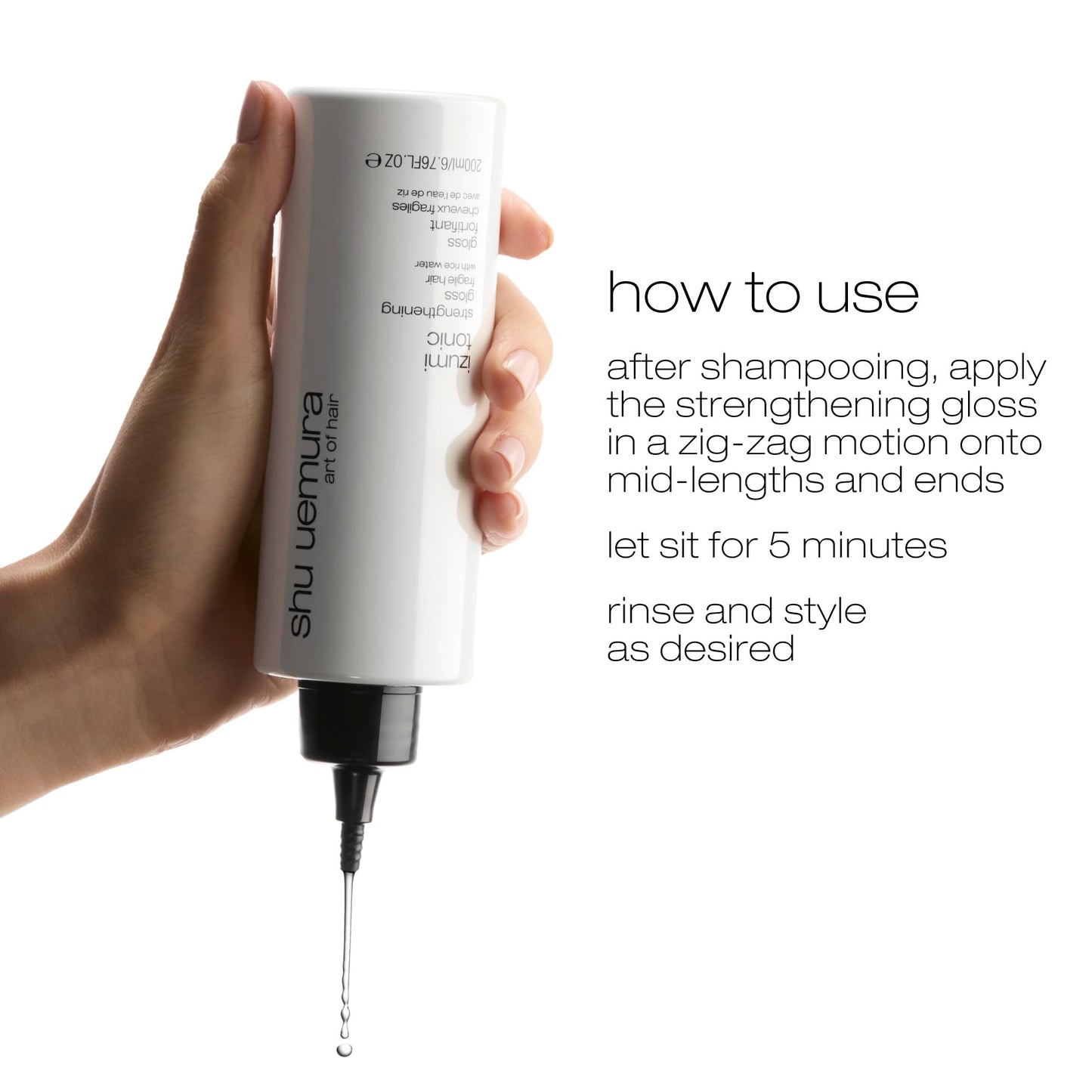 shu uemura art of hair Izumi Tonic Strengthening Gloss - Reduces Breakage and Adds Shine, Nourishes with Japanese Rice Water, 6.7 Fl Oz