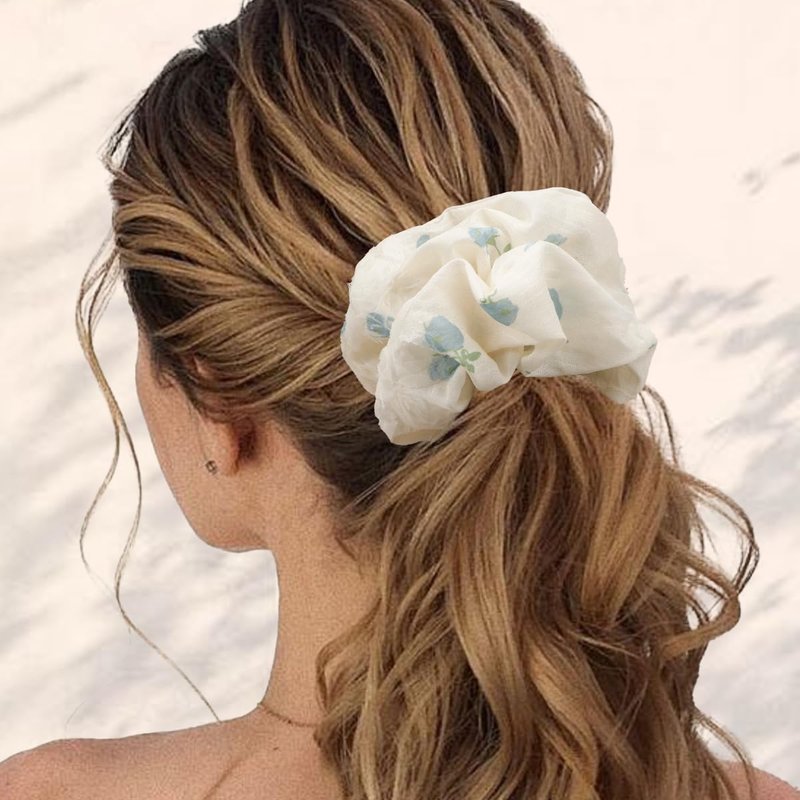 Vintage Floral Scrunchie Set - Romantic Rose Print Hair Ties | Soft Elastic Hair Bands for Women