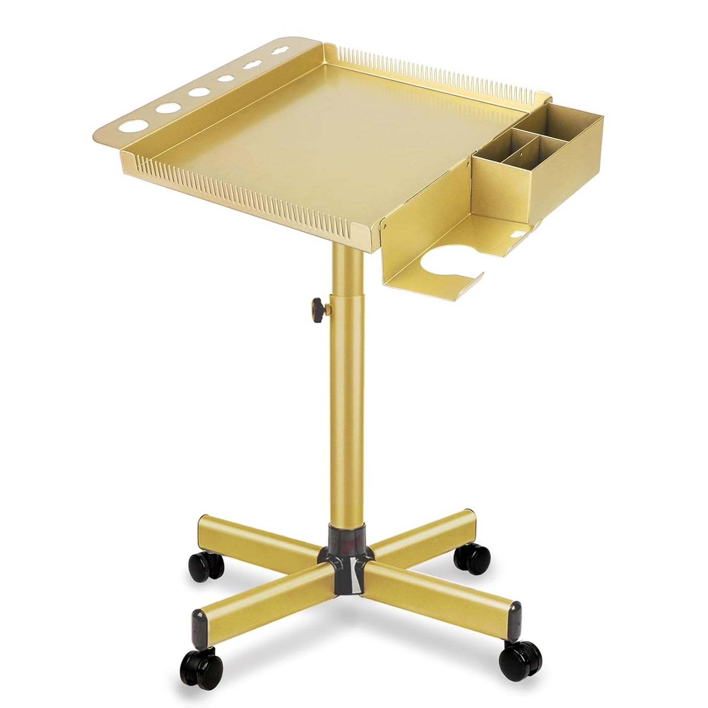 Multi-Function Salon Tray - Rolling Hair Cart with Storage & Separator Stand | Gold Finish
