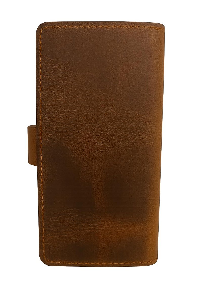 CestAntiQ Full-Grain Tan Leather Checkbook Cover for Men, Women, Slim Bifold Organizer with Pen Holder, Handmade Executive Register Holder for Personal, Business Use, Valentine’s Day Gift