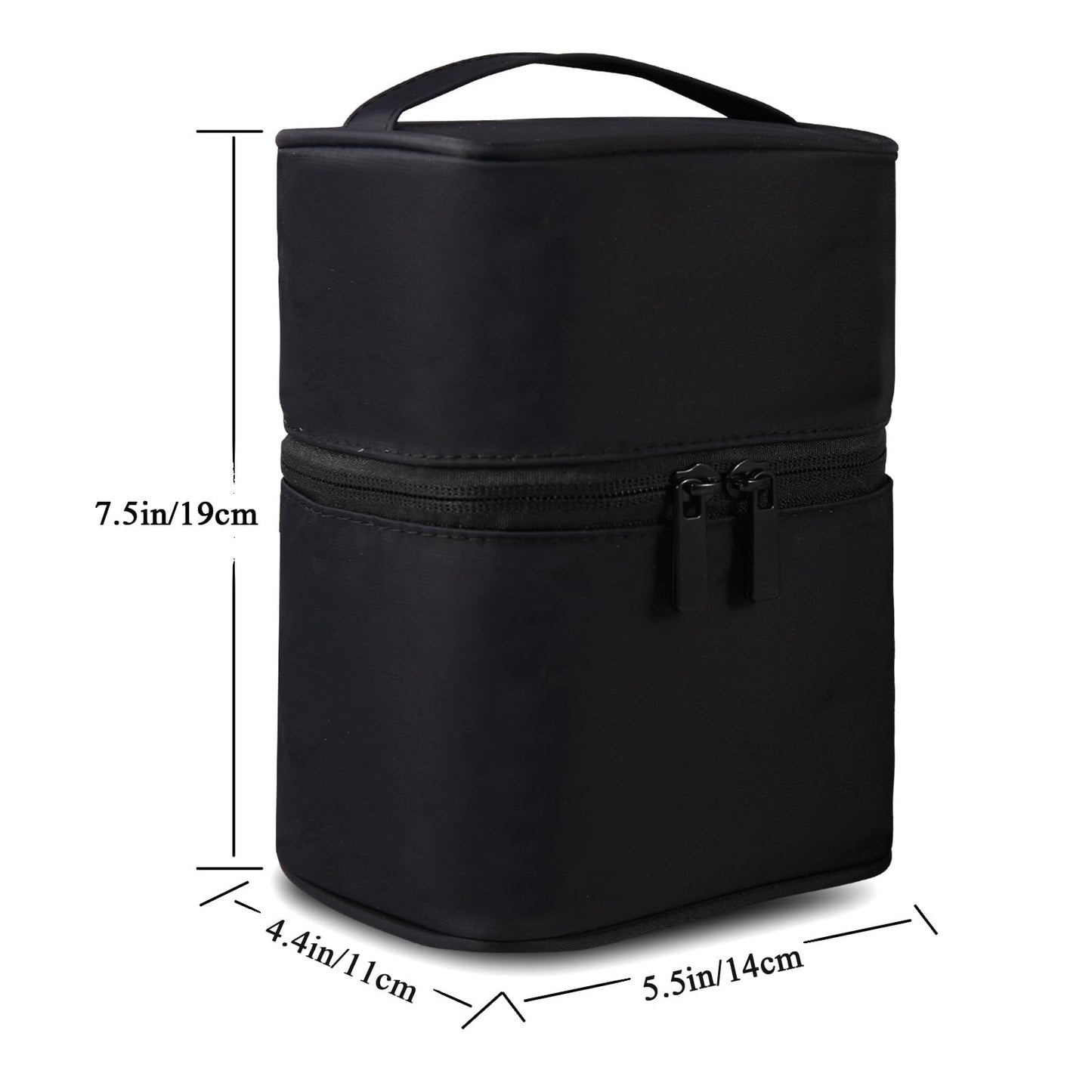 Bysiter Makeup Bag Travel Cosmetic Bag 7.5x5.5x4.4 Inch Makeup Brush Holder Organizer Cute Portable Artist Toiletry Storage Bag Cosmetics Case for Women (Black)