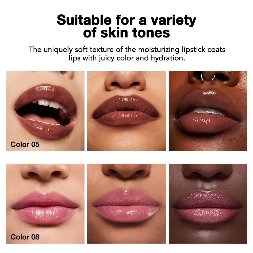 HHLTOH 2Pcs Tinted Lip Balm Moisturizing Lipstick – Waterproof Hydrating Matte Lip Balm for Women, Creamy Natural Color Stain for Dry Lips, Soft Matte Finish (#5 Deep Cherry Brown & #08 Alluring Pink)