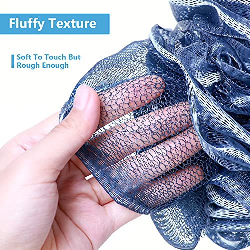 VANZAVANZU Bath Loofah Set of 4 Large 80g Mesh Shower Sponges Navy Blue