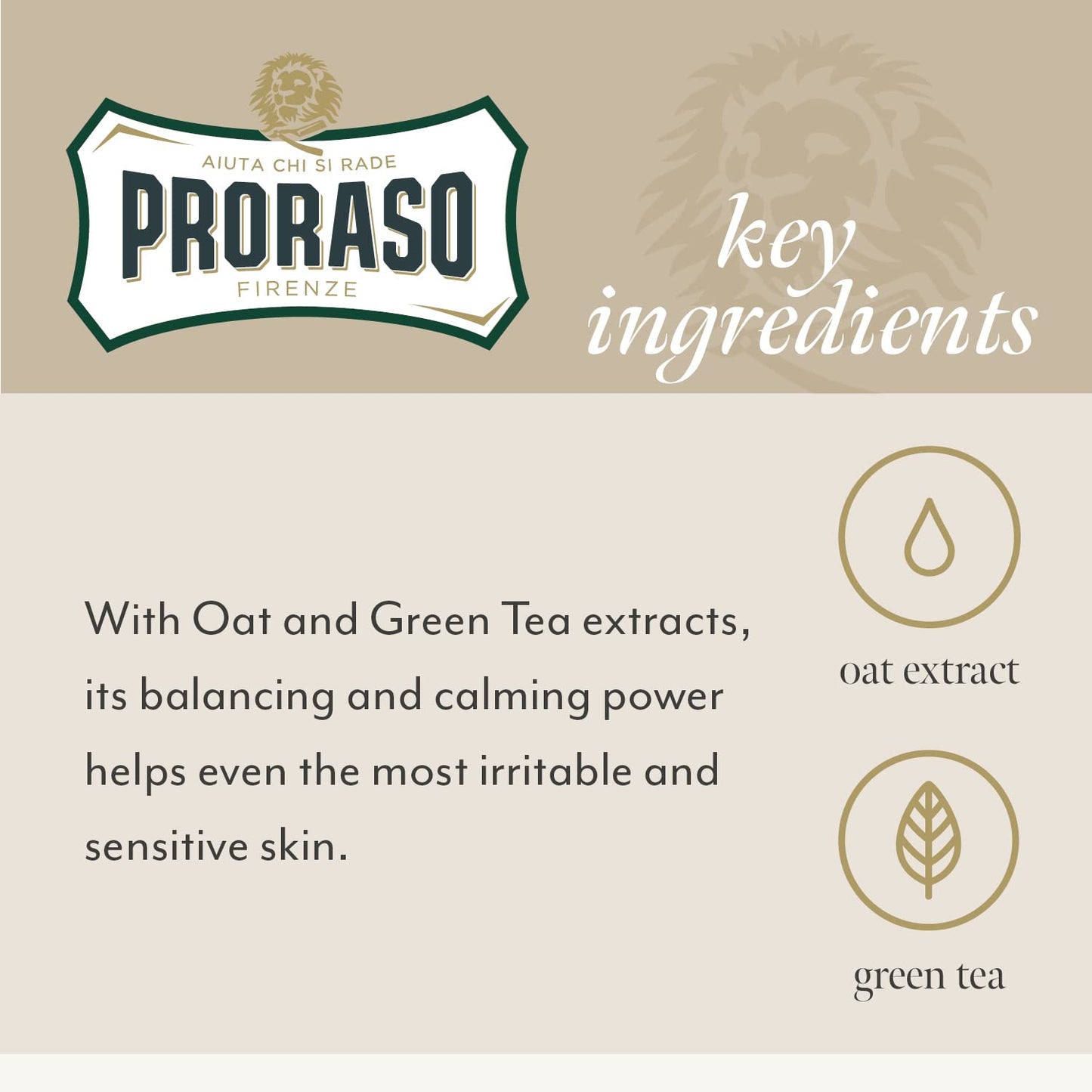 Proraso After Shave Balm - Oatmeal & Green Tea - Nourishing & Gentle Formula After Shave Cream for Sensitive Skin - Premium Italian Shaving for Men - 3.4oz,(Pack of 2)
