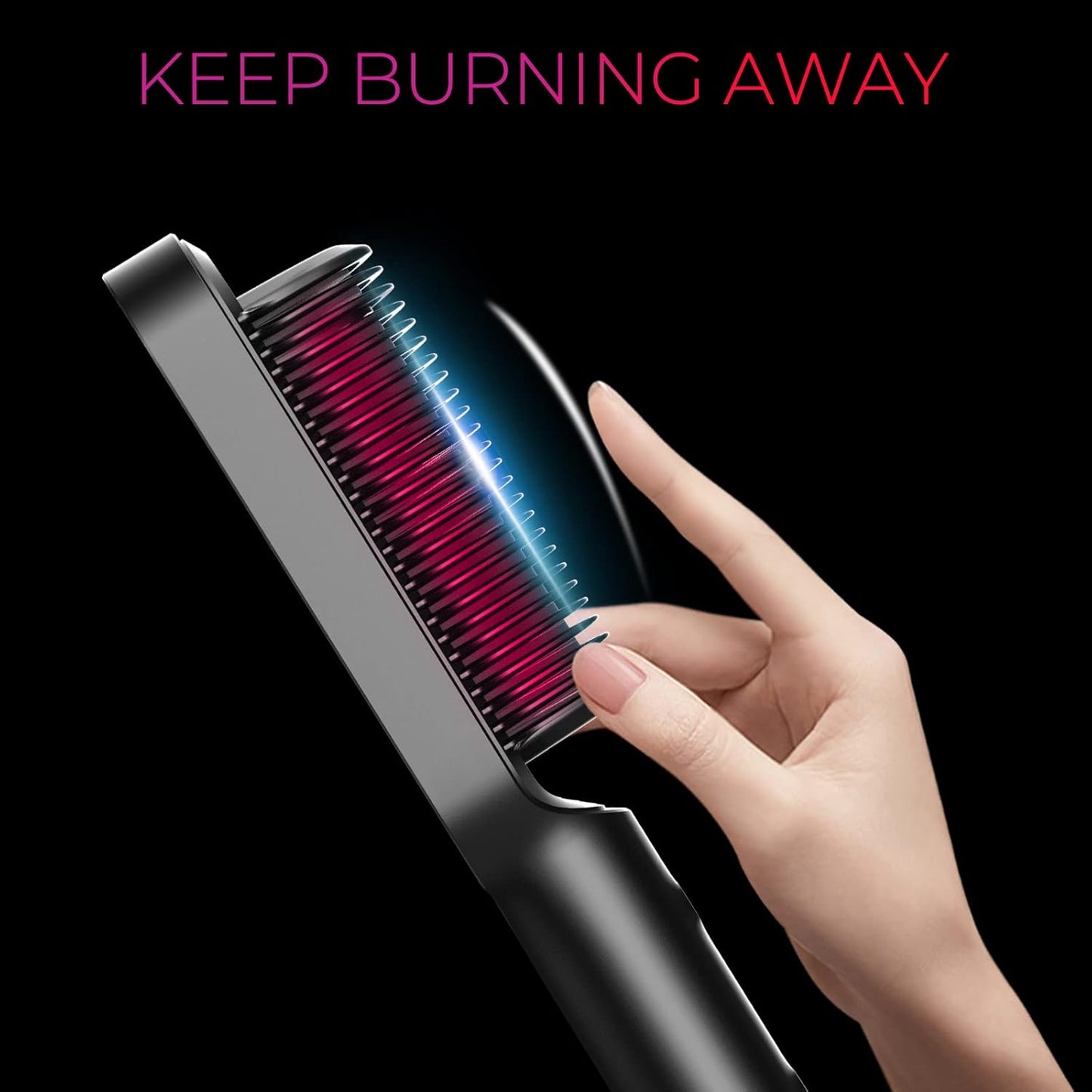 Hair Straightener Brush - TYMO Ring Comb for Women | 5 Temperature Settings, Fast Heating in 20 Seconds, Dual Voltage, Black