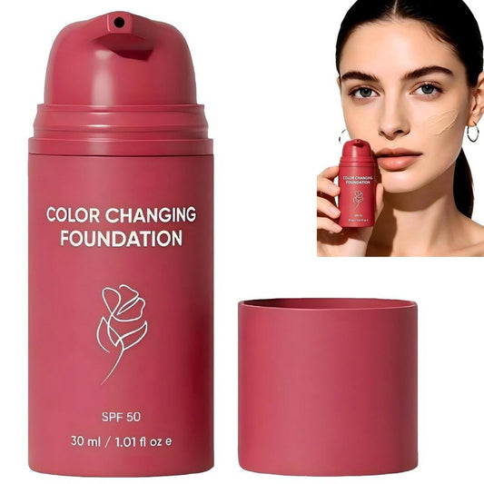 Korean Color Changing Foundation, Automatically Adjusts Liquid Foundation,Deep Hydration & Refines Pores, Medium to Full Coverage Cream for Mature Skin,1PC,30ML / 1.01 FL.OZ