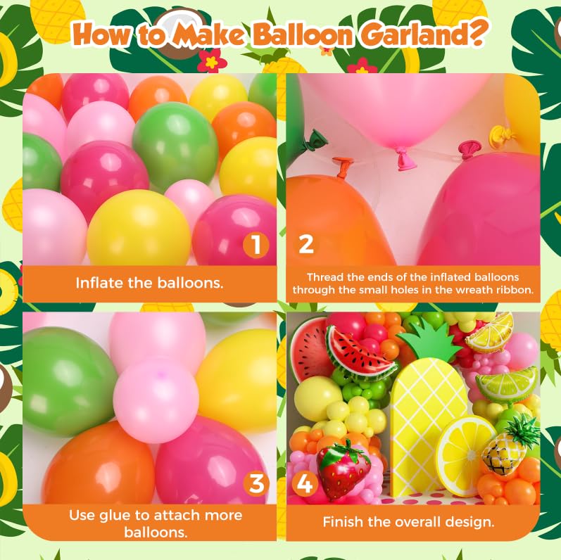 Tropical Fruit Balloon Garland Kit - 145pcs for Birthday Parties