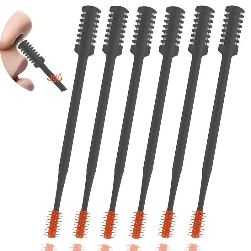 KTBKGV 2026 Upgraded 2-in-1 Nasal Hair Cutter, 360° Rotating Double-Sided Blade, Washable Portable Grooming Tool for Men & Women, Travel Essential, (Gray-6Pack)