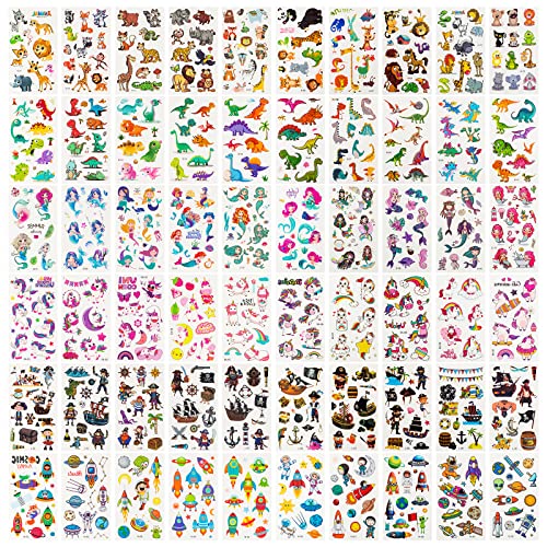 Habett 60 Sheets Kids Temporary Tattoos - Space, Dinosaurs & Animals