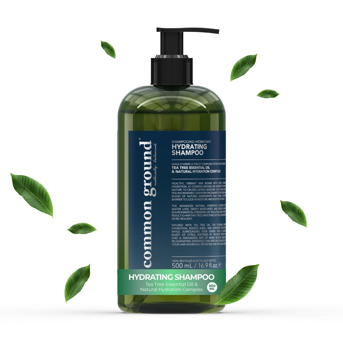 COMMON GROUND Hydrating Natural Shampoo, Paraben and Cruelty Free, Vegan, Plant-Based, With Tea Tree Essential Oil & Natural Hydration Complex, pH5.5, Healthy Scalp, Shine, Color Safe for Men, Women