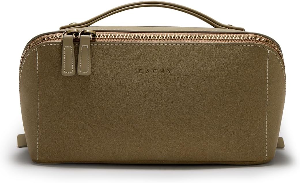 Travel Makeup Bag - Large Capacity Waterproof PU Leather Cosmetic Organizer for Skincare & Brushes | Portable Toiletry Bag