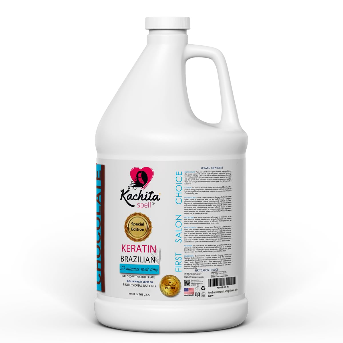 Kachita Spell Brazilian Keratin Hair Straightening Treatment - Lasts 18 Weeks | Chocolate & Argan Oil, 16 fl oz