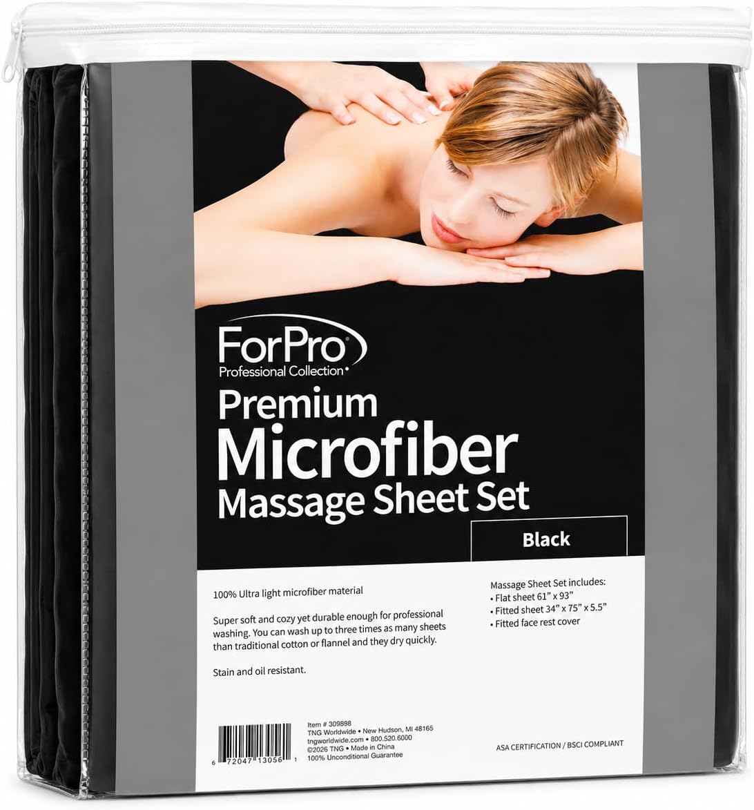 Premium Microfiber Massage Sheet Set - Ultra-Light, Stain & Wrinkle-Resistant | Black 3-Piece Set
