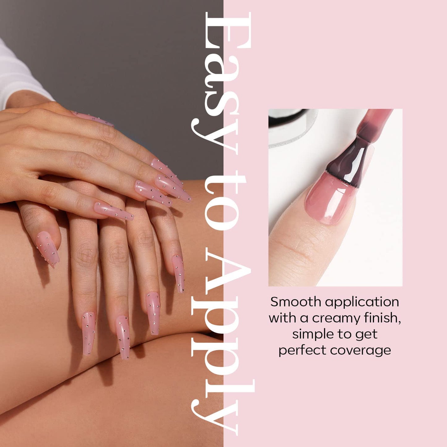 modelones Pink Gel Nail Polish Jelly Nude Pink Gel Polish French Tip Base Colors Translucent Soak Off U V Soap Nails for Nail Art Manicure at Home 15ML