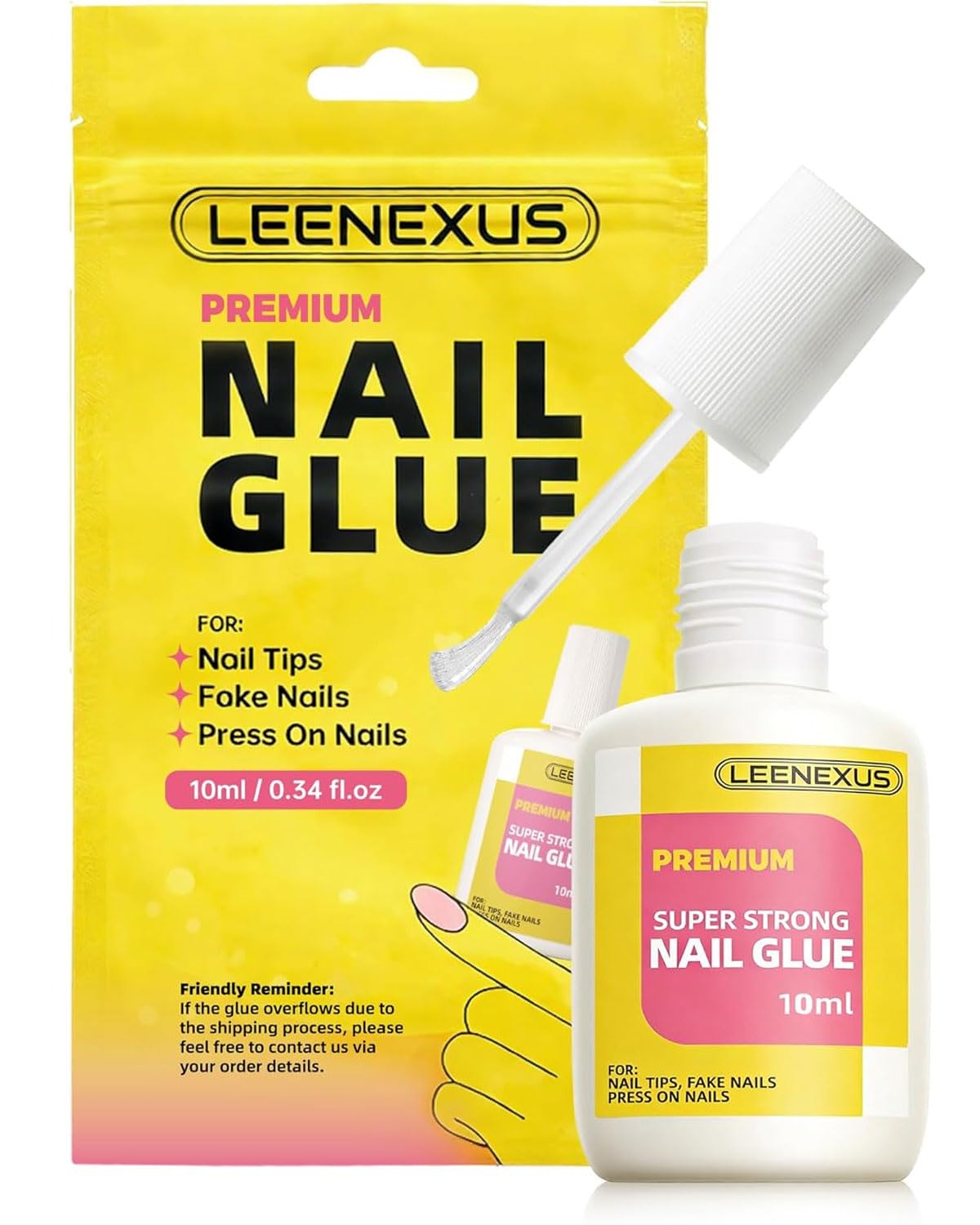 Nail Glue for Press-On & Acrylic Nails - Extra Strength Long-Lasting Hold | Quick Drying, 10ml