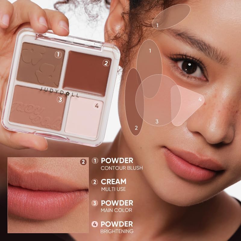 JUDYDOLL 4-in-1 Blush & Highlighter Palette - 101 Bare Essential
