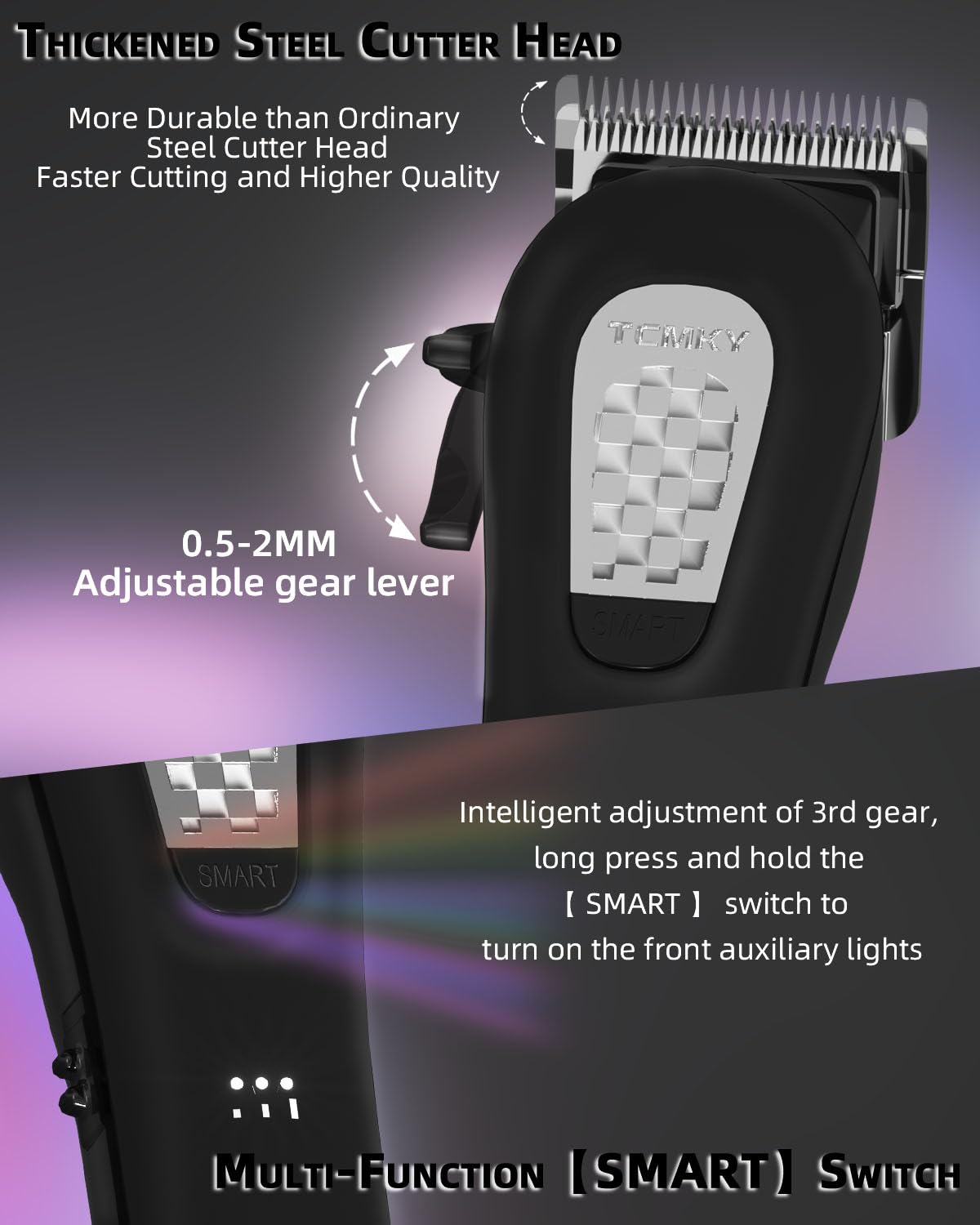 TCMKY Hair Clippers for Men Cordless&Corded Barber Clippers for Hair Cutting & Grooming Professional Hair Trimmer for Men Rechargeable Hair Trimmer Kit for Household(Black)