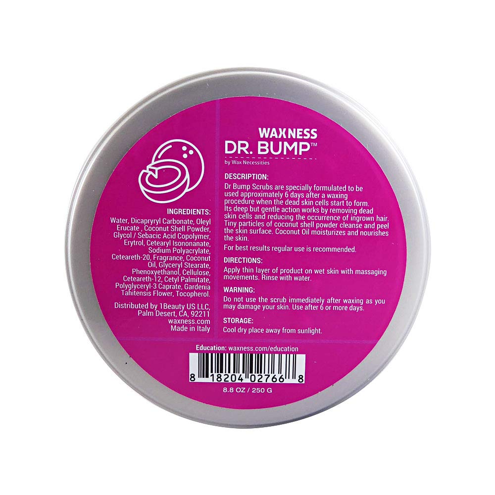 Waxness Dr. Bump Coconut Deep Exfoliating Scrub – Professional Pre & Post Wax Care – 8.8 oz (250 g) – Made in Italy