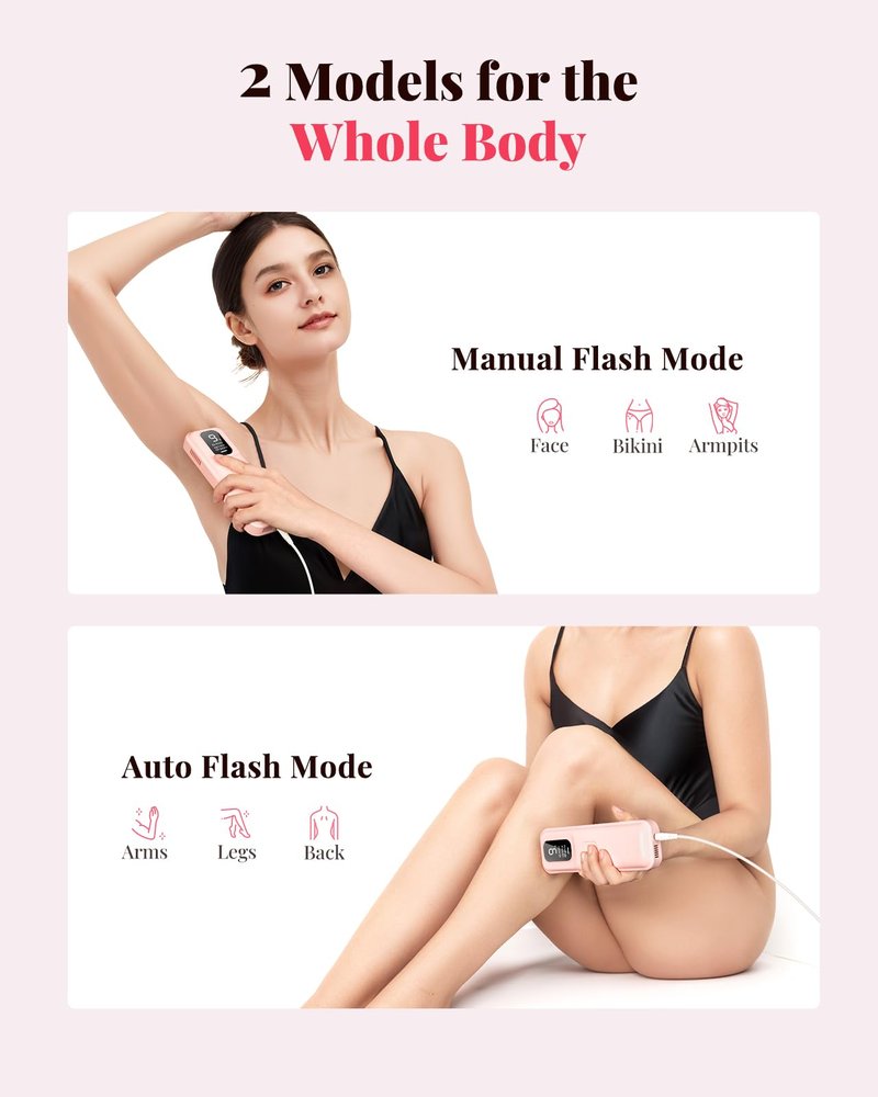 Hair Remover for Women and Men - 5.2 cm² Contact Nearly Painless, Powerful Long-Lasting Hair Remover at-home, Effective in 14 Days with Ultra-fast Light Emission for Whole Body Use