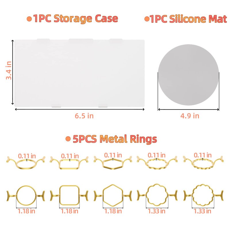 5PCS Metal Wax Seal Molds for 1 Inch Stamp, Rings Set with 1PC Silicone Mat, Sealing Kit