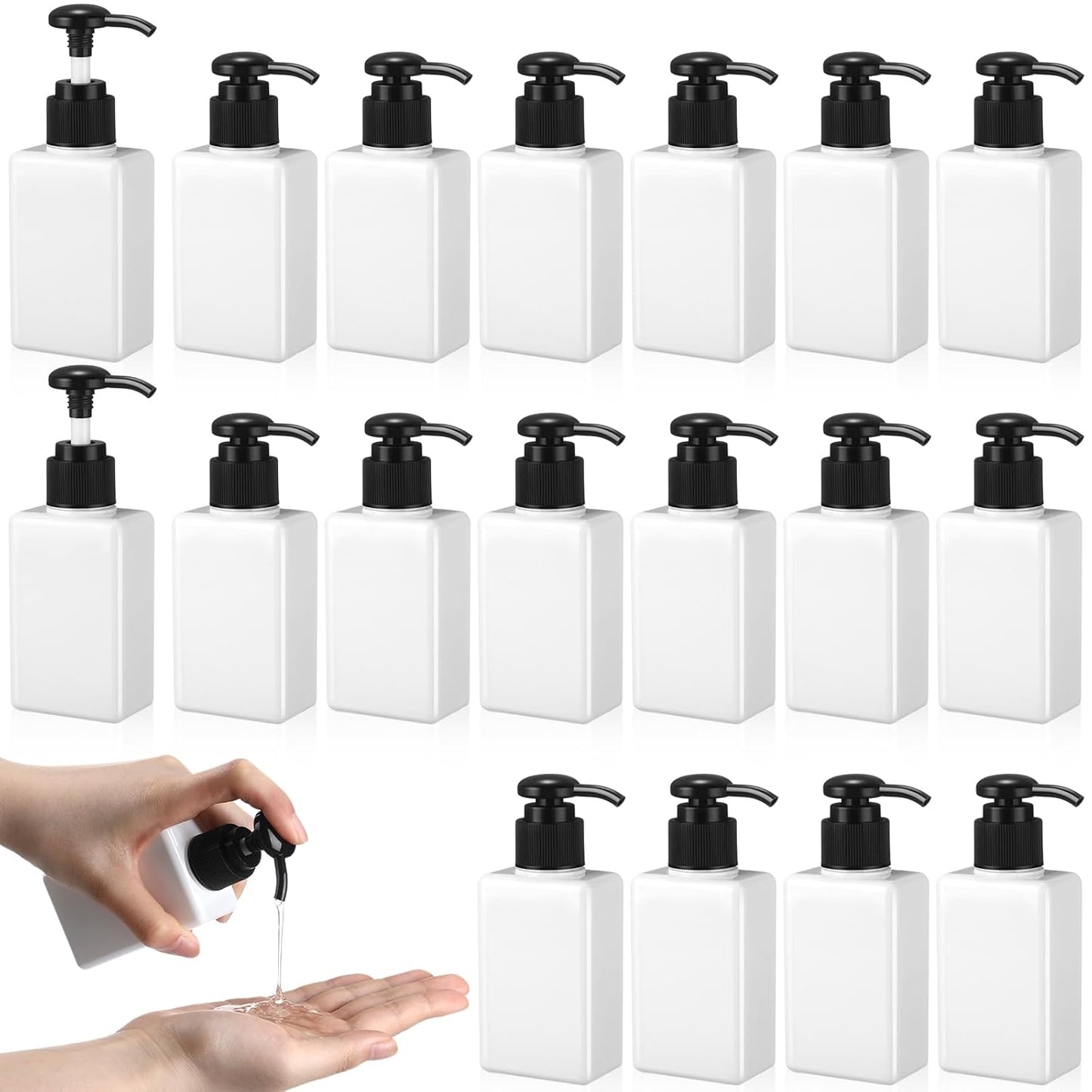 12 Pcs Mini Travel Pump Bottles - 100ml Plastic Dispenser Containers | Green & Brown