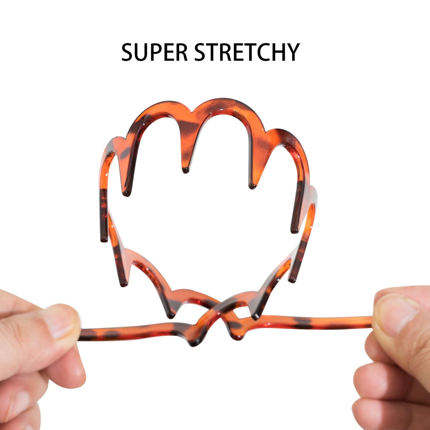 Jeffan Zigzag Headbands for Women, 3 Pack U-Shaped Plastic Headbands - Comb Hoop Wave Teeth Hairband