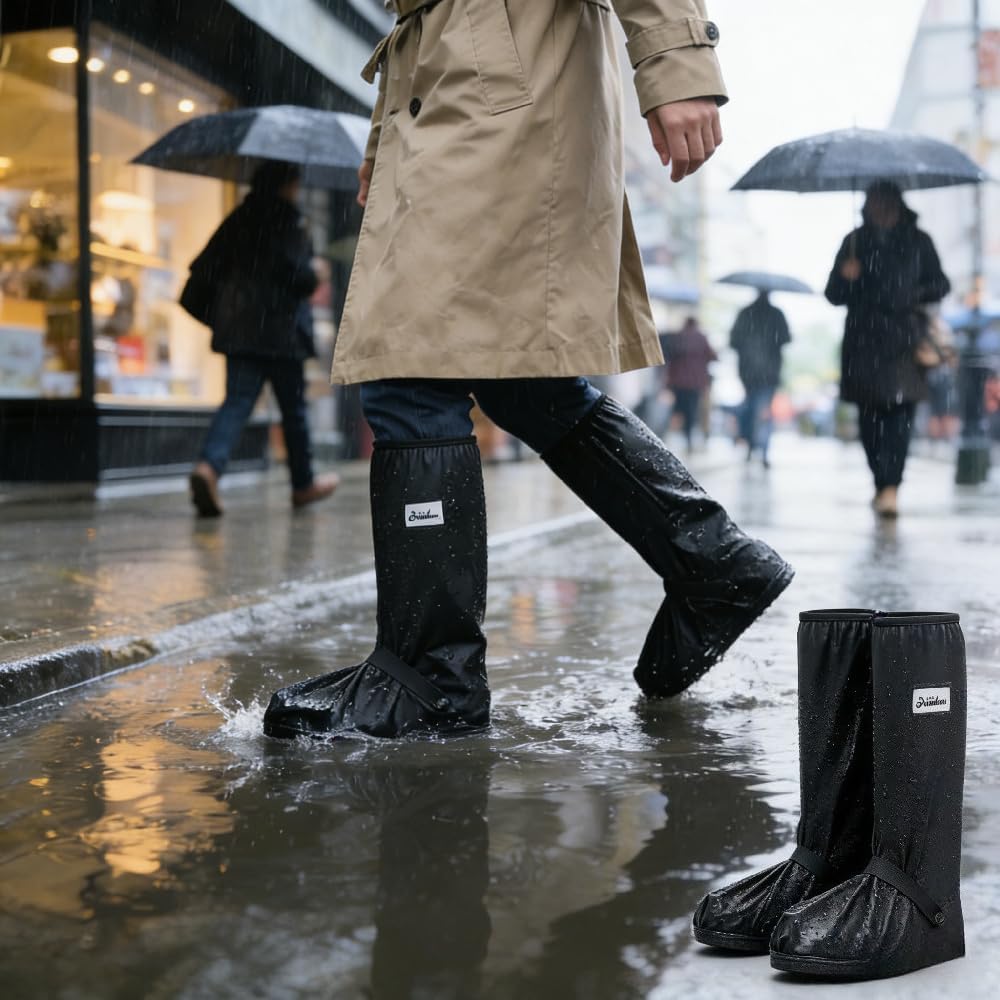 Waterproof Shoe Covers For Rain，Rain Boot Covers With Zipper,Galoshes Shoe Ponchos,Reusable & Foldable,Non-Slip PVC Snow Boot Covers for Men and Women (XL)