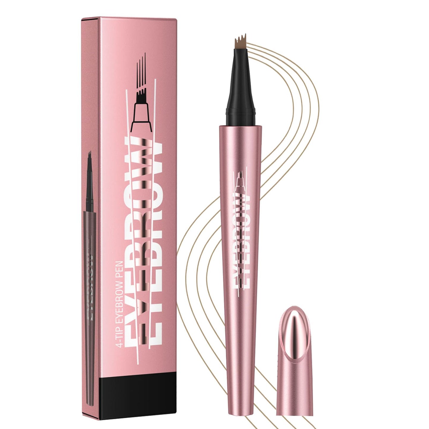 Micro-Fork Eyebrow Pencil for Sparse & Thin Brows, 4-Tip Eyebrow Pen for Natural Hair-Like Strokes, Smudge-Proof Makeup Tool for Defined Brows(01# Light brown)