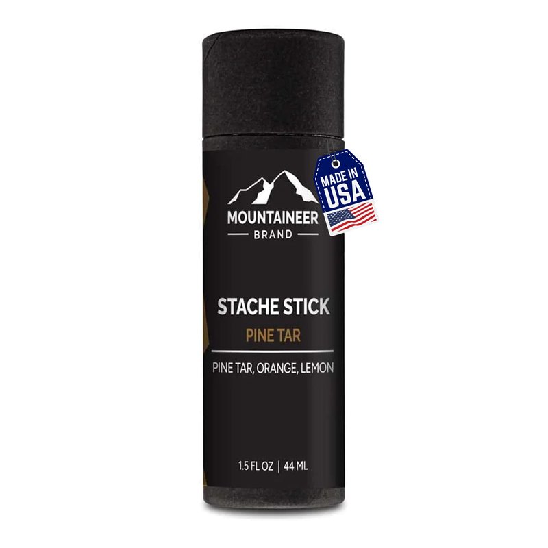 Mountaineer Brand Stache Stick | Pine Tar Scent | Made with Natural Ingredients West Virginia | Firm & Long Lasting Hold | Mustache Wax | Moustache Shape & Styling | Beard Wax for Men | 1.5oz