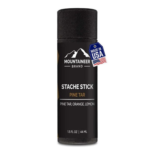 Mountaineer Brand Stache Stick | Pine Tar Scent | Made with Natural Ingredients West Virginia | Firm & Long Lasting Hold | Mustache Wax | Moustache Shape & Styling | Beard Wax for Men | 1.5oz