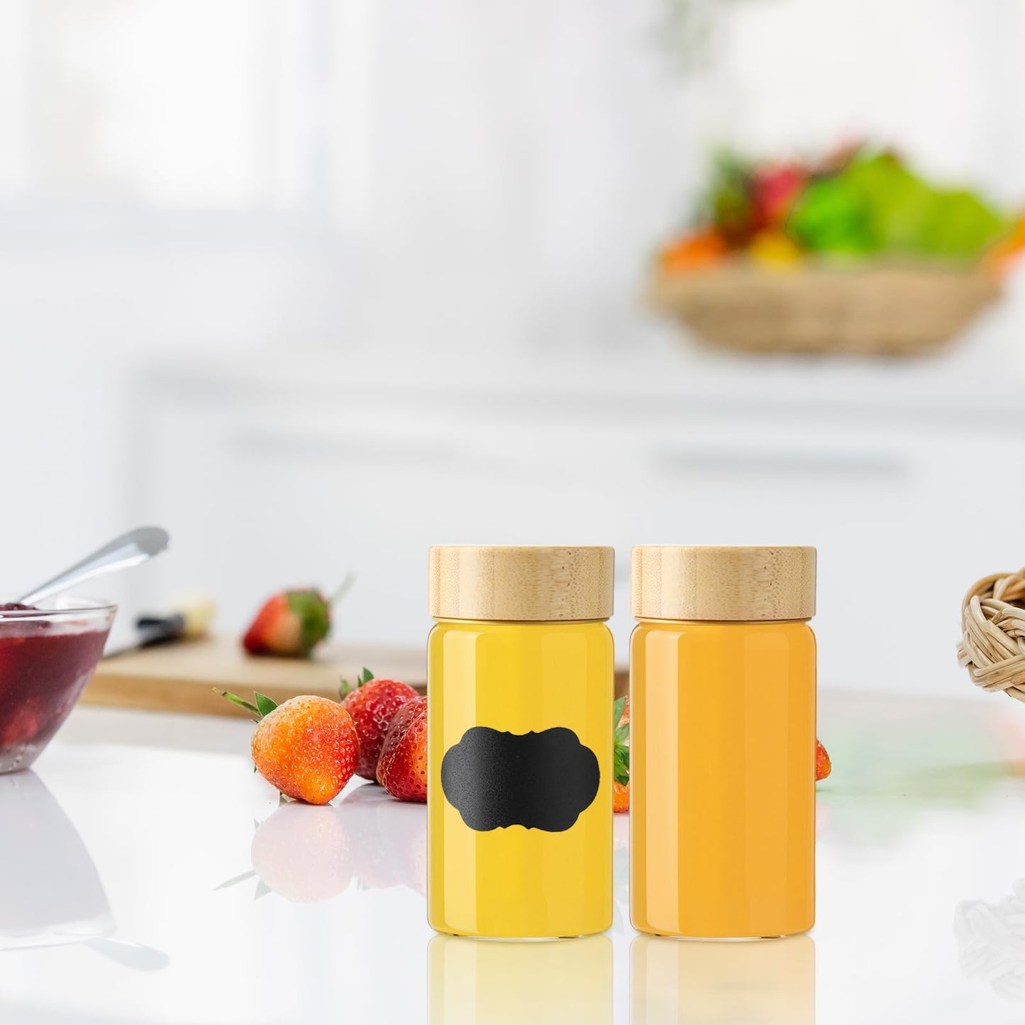 BPFY 12 Pack 4oz Glass Shot Bottles with Caps, 120ml Borosilicate Glass Juice Shot Bottles, Dishwasher & Freezer Safe, Reusable Wellness Ginger Shot Glass Jars with Lids for Juicing