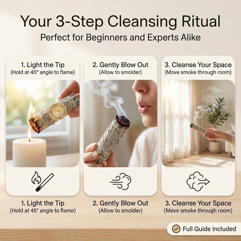 (Pack of 3)-New Age Smudges & Herbs -Premium California White Sage Incense 4 Inches Long. Home Cleansing Incense,Fragrance,Meditation,Smudging Rituals.California Smudge Sticks Rituals -4 Inch