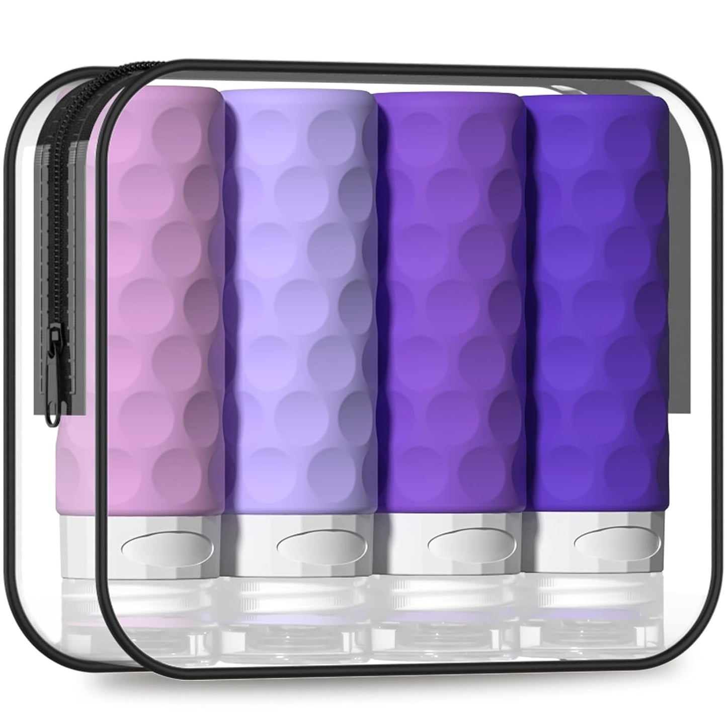 Travel Bottles for Toiletries - 4PCS TSA Approved 3oz Silicone Containers | BPA Free, Leak Proof, Refillable