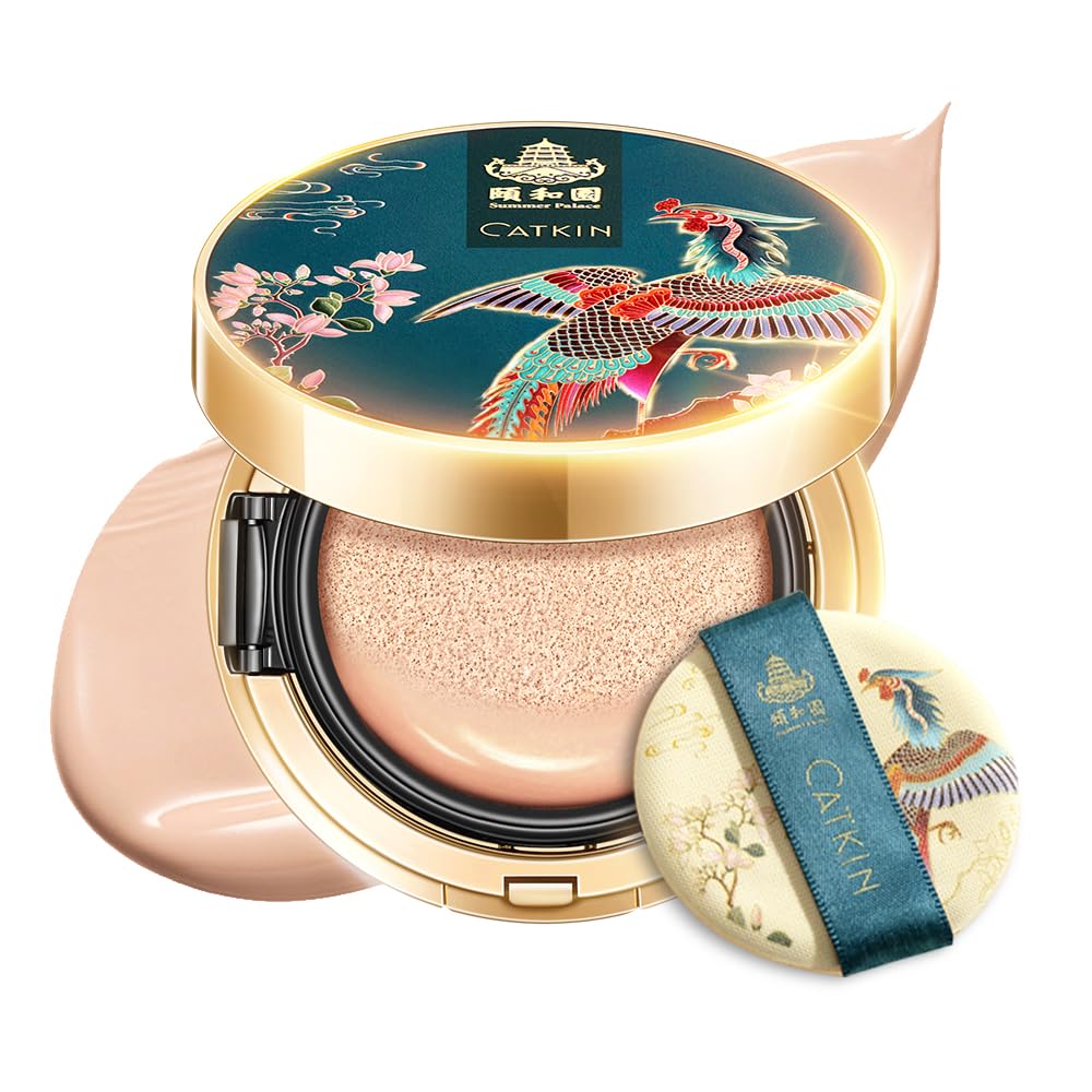 Catkin Phoenix Cushion Foundation - Buildable Anti-Aging Serum Makeup | Light Beige 0.46 Oz x 2