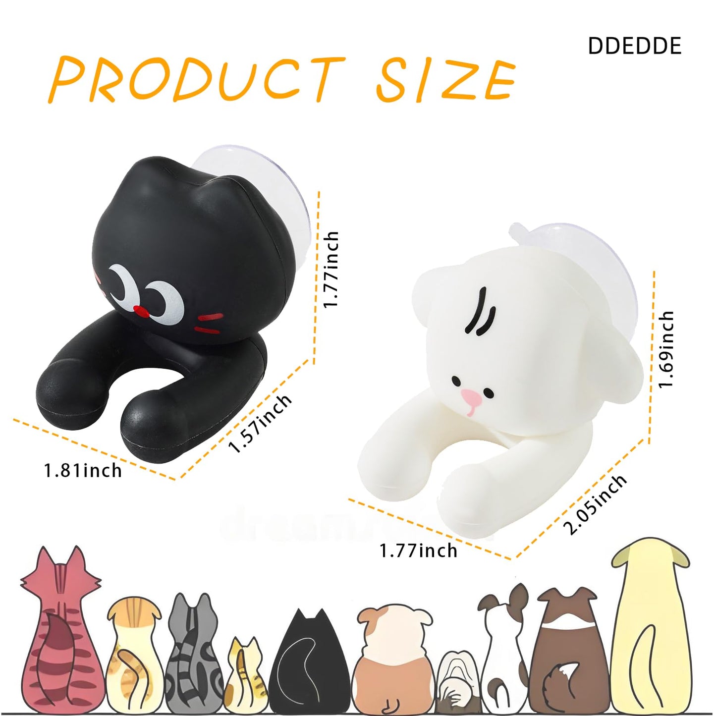 2 PCS Kids' Bathroom Toothbrush Holder,Suction Mount Silicone Toothbrush Holder,Cute Cartoon Cat and Dog Design, Perfect for Kids and Families