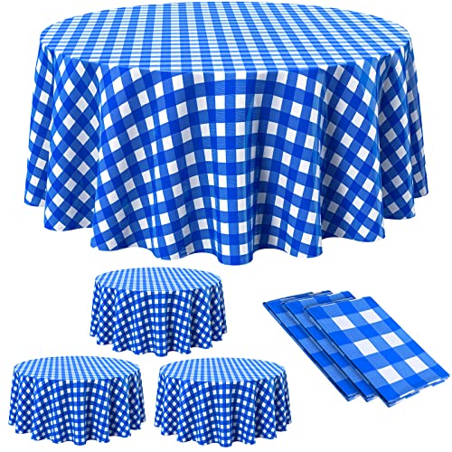 84'' Disposable Checkered Round Tablecloth - 3 Pack Gingham Covers