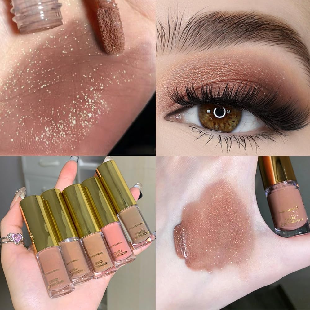 Warm Apricot Shimmer Liquid Metallic Eyeshadow - Longwear, Buildable & Blendable Cream for Mature Skin | Vegan & Cruelty-Free